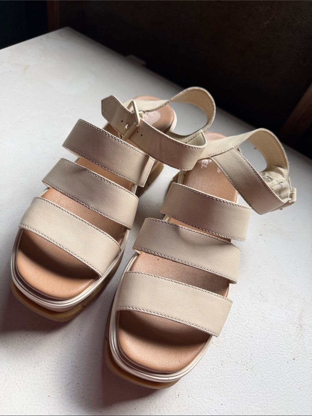 Sorel Cream Multi-Strap Platform Sandals